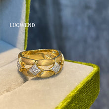 Load image into Gallery viewer, LUOWEND 18K Yellow Gold Natural Diamond Ring for Women
