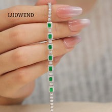 Load image into Gallery viewer, LUOWEND 18K White Gold Natural Emerald Bracelet for Women
