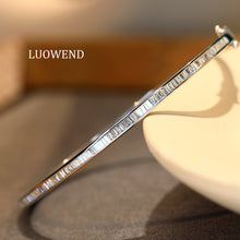 Load image into Gallery viewer, LUOWEND 18K White Gold Natural Diamond Bangle for Women
