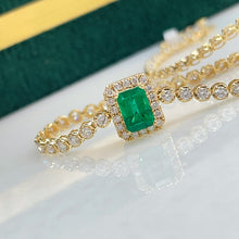 Load image into Gallery viewer, LUOWEND 18K Yellow Gold Fine Jewelry Natural Emerald Bracelet for Women
