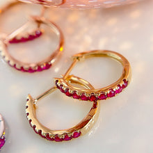 Load image into Gallery viewer, LUOWEND 18K White/Yellow/Rose Gold Fine Jewelry Real Natural Ruby Earrings for Women
