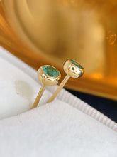Load image into Gallery viewer, LUOWEND 18K Yellow Gold Fine Jewelry Real Natural Emerald Earrings for Women
