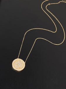 LUOWEND 18k Yellow Gold Natural Diamond Necklace for Women