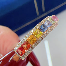 Load image into Gallery viewer, LUOWEND 18K Yellow Gold Natural Color Sapphire Ring for Women
