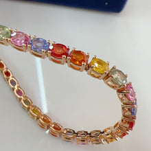 Load image into Gallery viewer, LUOWEND 18K Yellow Gold Natural Color Sapphire Bracelet for Women
