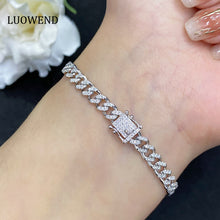 Load image into Gallery viewer, LUOWEND 18K White Gold Real Natural Diamond Bracelet for Women
