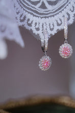Load image into Gallery viewer, LUOWEND 18K White Gold Real Natural Pink Diamond Earrings for Women

