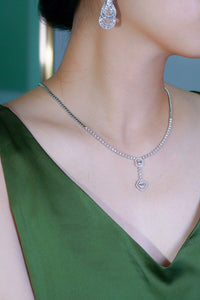 LUOWEND 18K White Gold Real Natural Diamond Necklace for Women