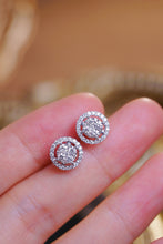 Load image into Gallery viewer, LUOWEND 18K White Gold Natural Diamond Stud Earrings for Women
