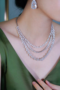 LUOWEND 18K White Gold Real Natural Diamond Necklace for Women