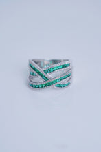 Load image into Gallery viewer, LUOWEND 18K White Gold Real Natural Diamond Natural Emerald Ring for Women
