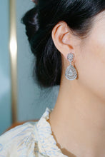 Load image into Gallery viewer, LUOWEND 18K White Gold Natural Diamond Drop Earrings for Women
