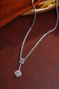 LUOWEND 18K White Gold Real Natural Diamond Necklace for Women