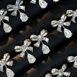 LUOWEND 18K White Gold Real Natural Diamond Stud Earrings for Women
