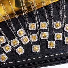 Load image into Gallery viewer, LUOWEND 18K White Gold Real Natural Yellow Diamond Pendant Necklace for Women
