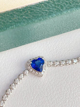 Load image into Gallery viewer, LUOWEND 18K White Gold Fine Jewelry Heart Shape Natural Sapphire Bracelet for Women
