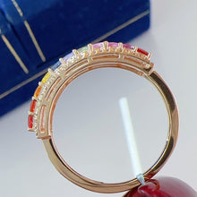 Load image into Gallery viewer, LUOWEND 18K Yellow Gold Natural Color Sapphire Ring for Women

