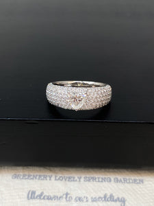 LUOWEND 18K White Gold Natural Diamond Ring for Women