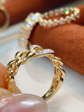 Load image into Gallery viewer, LUOWEND 18K White+Yellow Gold Fine Jewelry Real Natural Diamond Ring for Women
