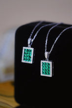 Load image into Gallery viewer, LUOWEND 18K White Gold Real Natural Diamond and Emerald Necklace for Women
