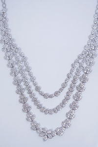 LUOWEND 18K White Gold Real Natural Diamond Necklace for Women