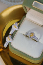 Load image into Gallery viewer, LUOWEND 18K White Gold Natural Yellow Diamond Ring for Women
