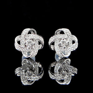 LUOWEND 18K White or Rose Gold Real Natural Diamond Stud Earrings for Women