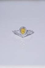 Load image into Gallery viewer, LUOWEND 18K White Gold Natural Yellow Diamond Ring for Women
