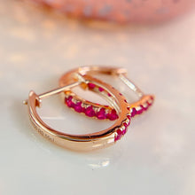 Load image into Gallery viewer, LUOWEND 18K White/Yellow/Rose Gold Fine Jewelry Real Natural Ruby Earrings for Women
