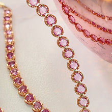 Load image into Gallery viewer, LUOWEND 18K Yellow Gold Fine Jewelry Natural Pink Sapphire Bracelet for Women
