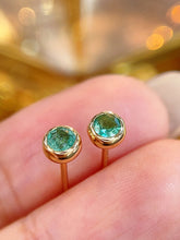 Load image into Gallery viewer, LUOWEND 18K Yellow Gold Fine Jewelry Real Natural Emerald Earrings for Women
