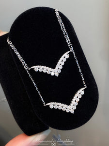 LUOWEND 18K White Gold Natural Diamond Necklace for Women