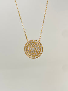 LUOWEND 18k Yellow Gold Natural Diamond Necklace for Women