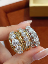 Load image into Gallery viewer, LUOWEND 18K White/Yellow Gold Fine Jewelry Real Natural Diamond Ring for Women
