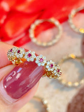 Load image into Gallery viewer, LUOWEND 18K Yellow Gold Fine Jewelry Natural Ruby Ring for Women
