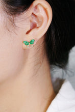Load image into Gallery viewer, LUOWEND 18K Yellow Gold Real Natural Diamond and Emerald Earrings for Women
