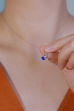 Load image into Gallery viewer, LUOWEND 18K White Gold Real Natural Diamond and Sapphire Necklace for Women
