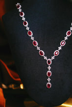 Load image into Gallery viewer, LUOWEND 18K White Gold Real Natural Diamond and Ruby Necklace for Women
