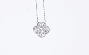 LUOWEND 18K White Gold Real Natural Diamond Necklace for Women