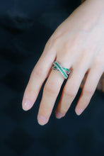 Load image into Gallery viewer, LUOWEND 18K White Gold Natural Diamond and Emerald Ring for Women
