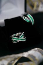Load image into Gallery viewer, LUOWEND 18K White Gold Natural Diamond and Emerald Ring for Women
