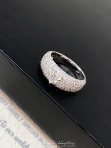 LUOWEND 18K White Gold Natural Diamond Ring for Women