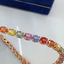 Load image into Gallery viewer, LUOWEND 18K Yellow Gold Natural Color Sapphire Bracelet for Women
