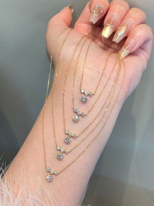 LUOWEND 18K Yellow Gold Natural Diamond Necklace for Women