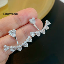 Load image into Gallery viewer, LUOWEND 18K White/Yellow Gold Natural Diamond Earrings for Women
