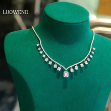Load image into Gallery viewer, LUOWEND 18k White Gold Natural Diamond Necklace for Women

