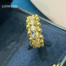 Load image into Gallery viewer, LUOWEND 18K Yellow Gold Real Natural Diamond Ring for Women
