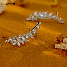 Load image into Gallery viewer, LUOWEND 18K White Gold Real Natural Diamond Stud Earrings for Women
