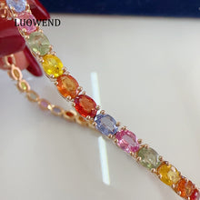 Load image into Gallery viewer, LUOWEND 18K Yellow Gold Natural Color Sapphire Bracelet for Women
