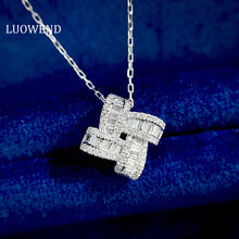 Load image into Gallery viewer, LUOWEND 18K White Gold Real Natural Diamond Pendant Necklace for Women
